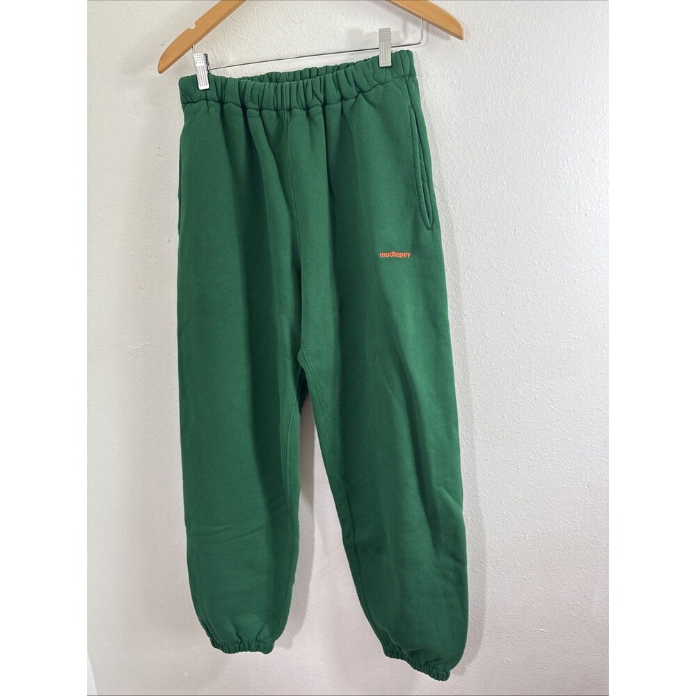 Madhappy Forest Green Track Pants with Small Orange Logo